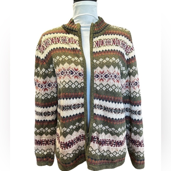 Casual Corner Annex Zippered Cardigan Sweater Size Medium Fall Colors - Picture 2 of 5